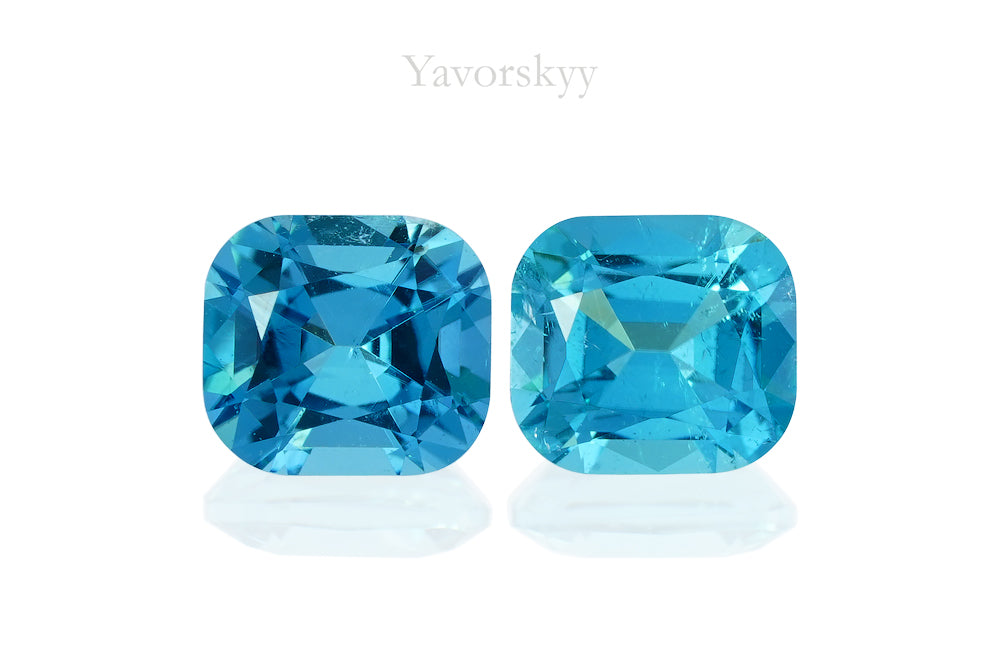 Front view photo of cushion tourmaline 0.57 ct match pair
