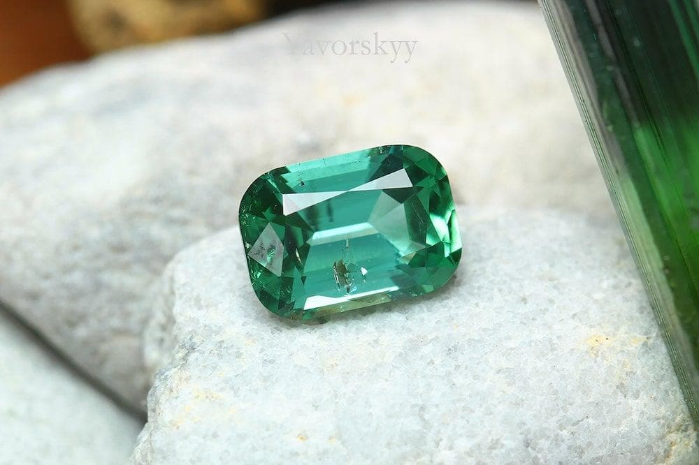 Top view photo of green tourmaline 0.65 carat