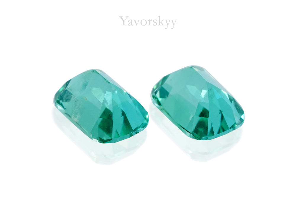Photo of back view of blue tourmaline 0.84 cts matched pair