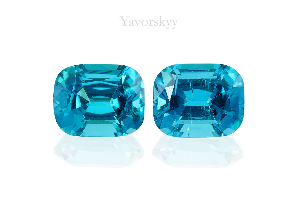 Image of front view of blue tourmaline 1.9 cts match pair