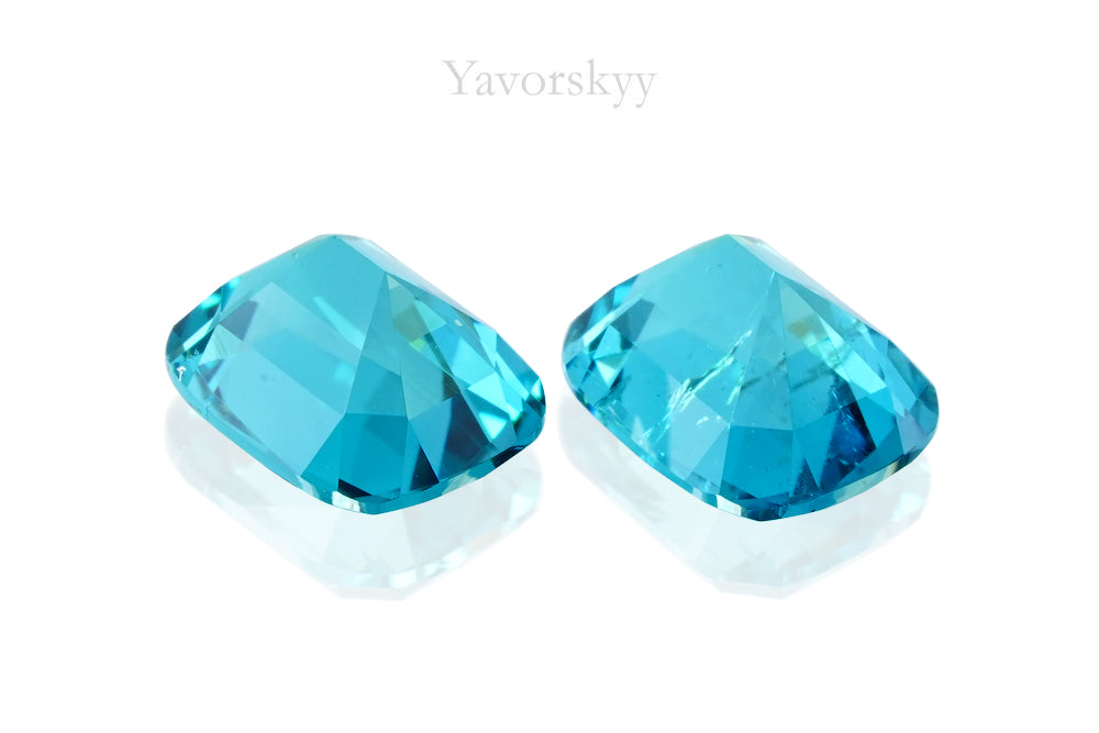 Back view photo of matched pair blue tourmaline 1.9 cts