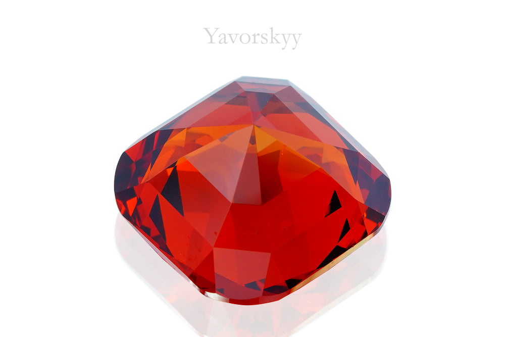 Image of cushion shape orange spessartite 14.64 carats back side