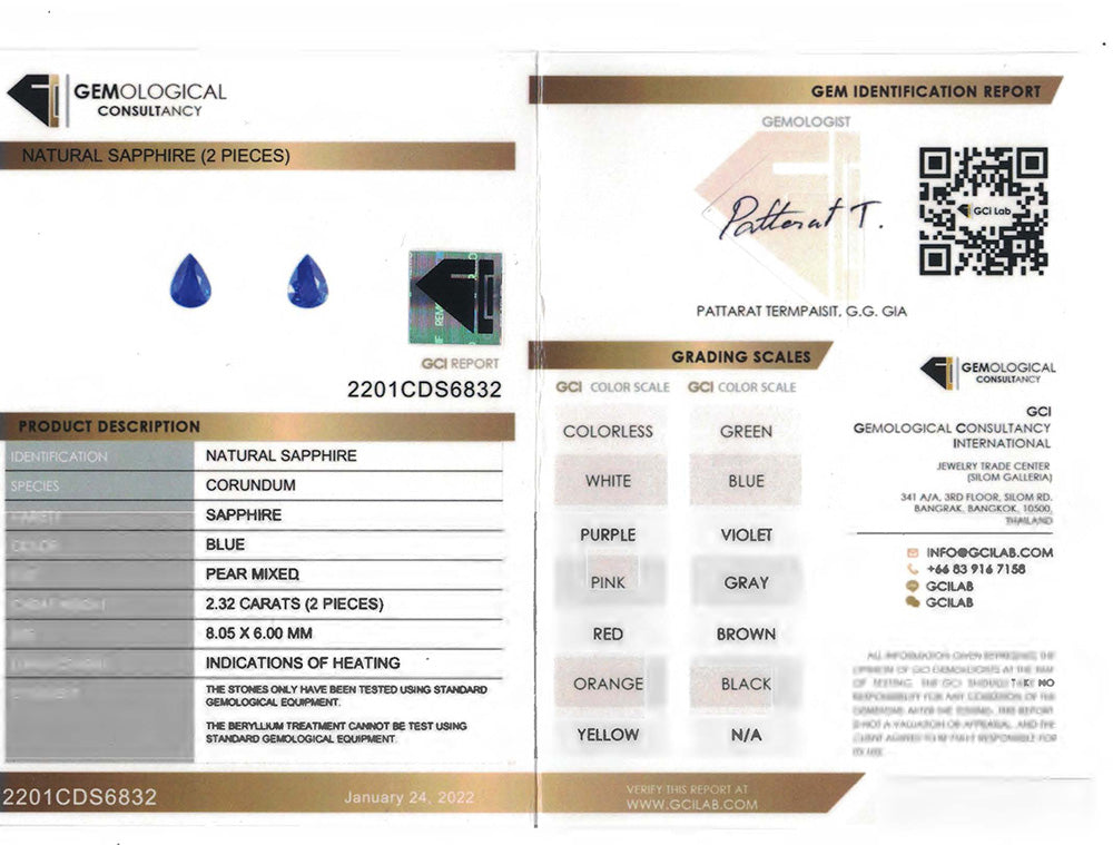 Blue Sapphire 2.32 ct / 2 pcs