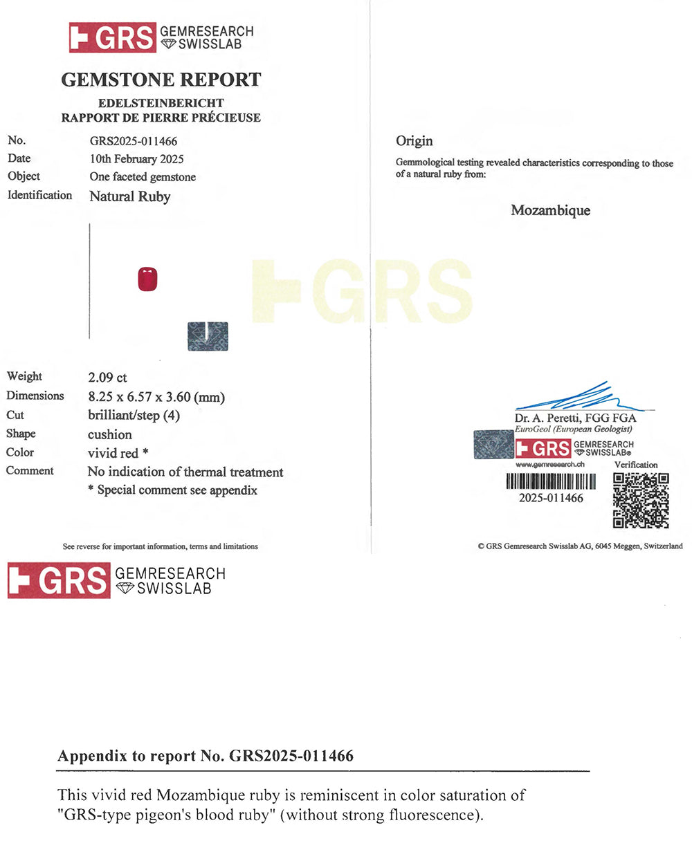 Pigeon's Blood Ruby No Heat 2.09 cts