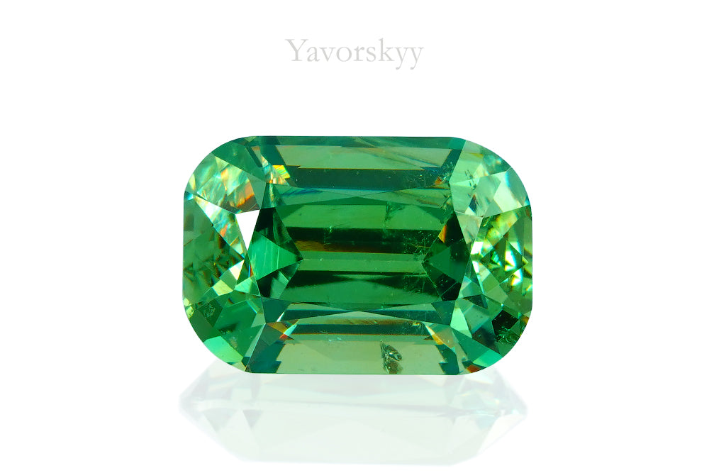 Cushion shape demantoid 2.26 carats top view photo