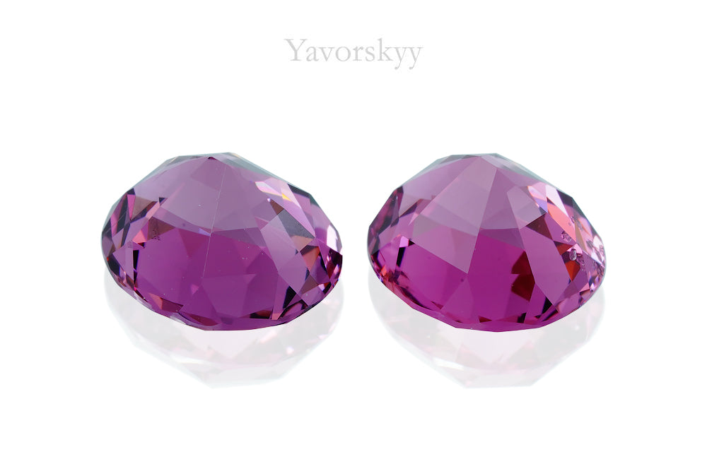 Photo of back side of purple spinel 3.85 cts pair