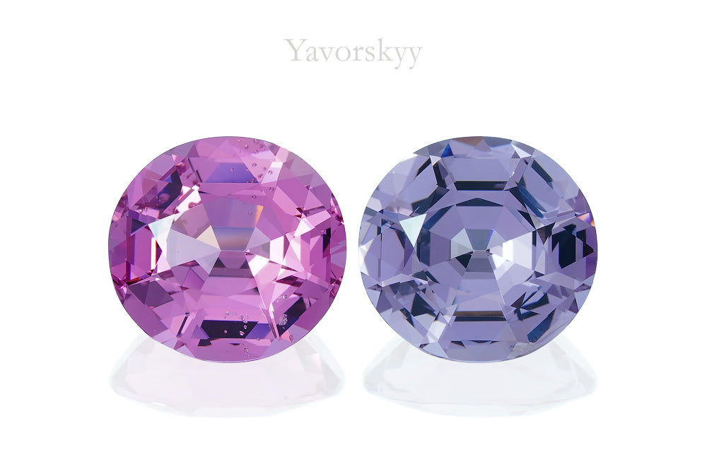 Top view image of oval pink spinel 6.26 cts matched pair