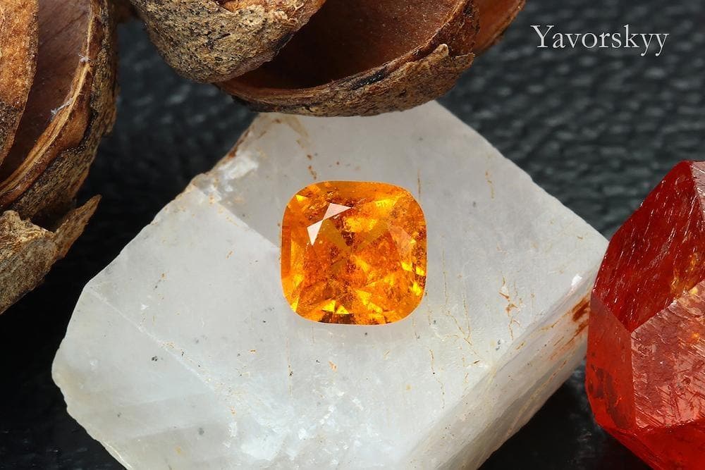Cushion cut clinohumite 0.79 carat front view picture