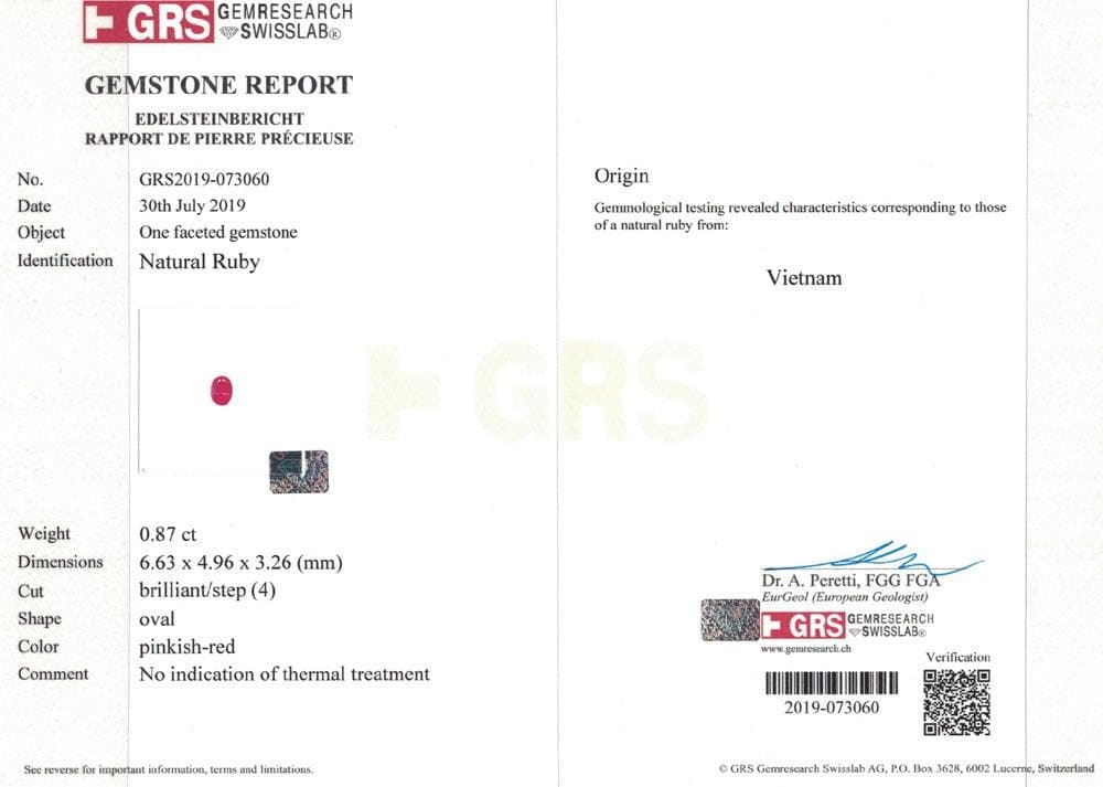 Ruby No Heat 0.87 ct - Yavorskyy