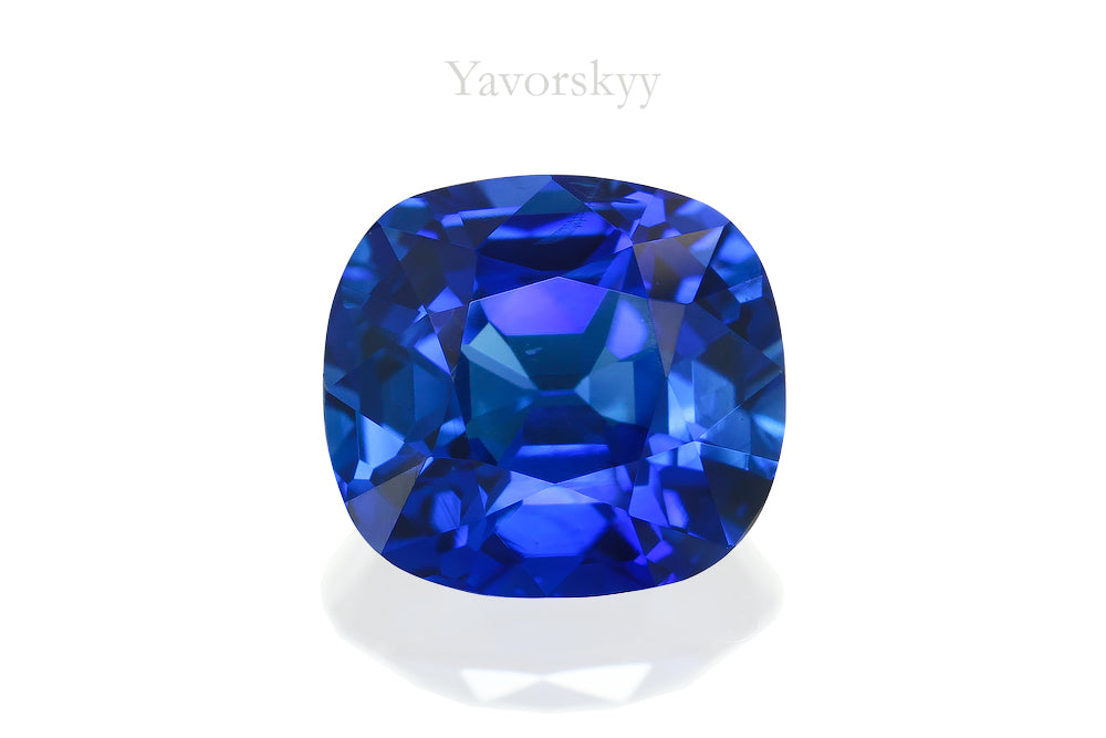 1.31 carats blue sapphire cushion cut front view photo