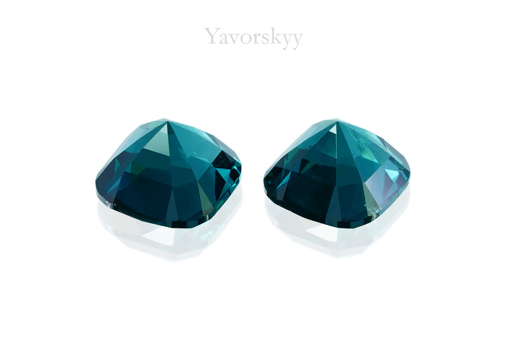 Photo of back view of blue green tourmaline 1.32 cts match pair