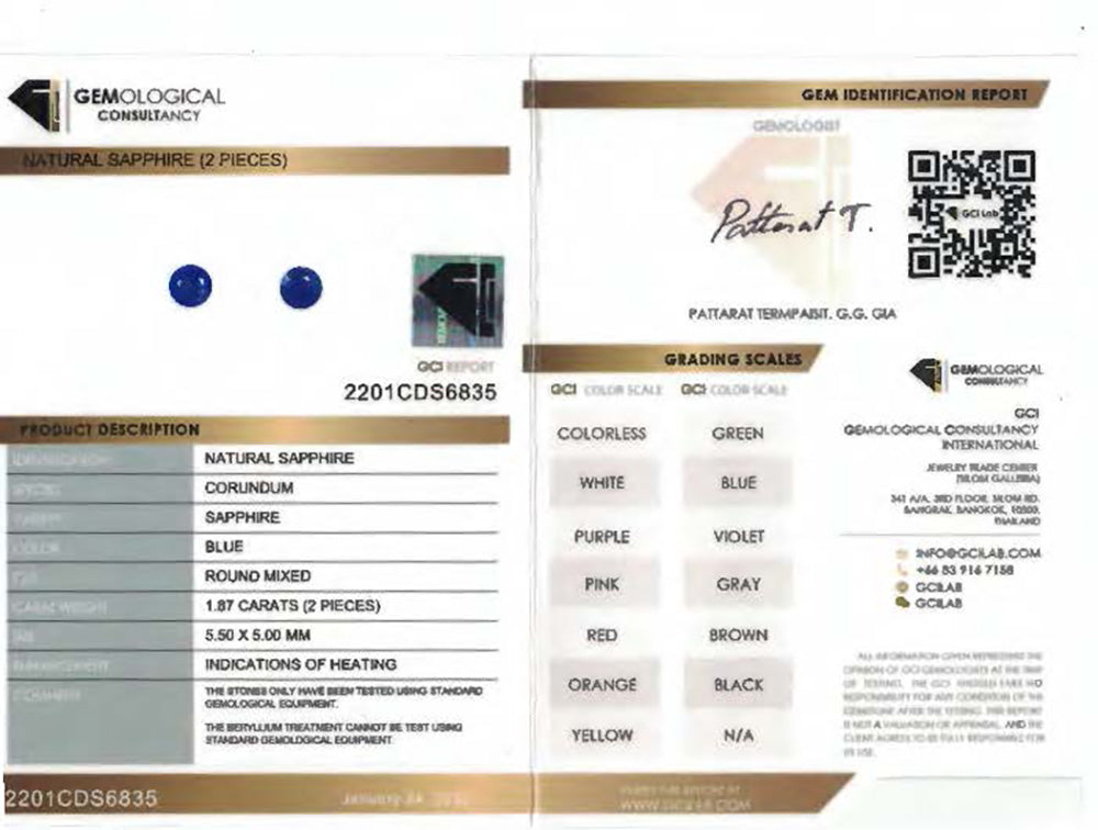 Blue Sapphire 1.88 cts / 2 pcs