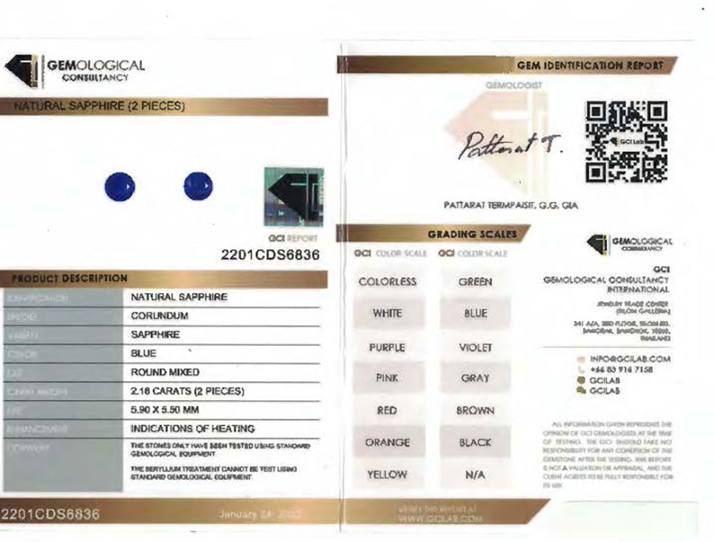 Blue Sapphire 2.16 cts / 2 pcs