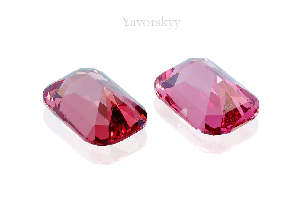 Bottom view picture of cushion red spinel 2.13 cts pair