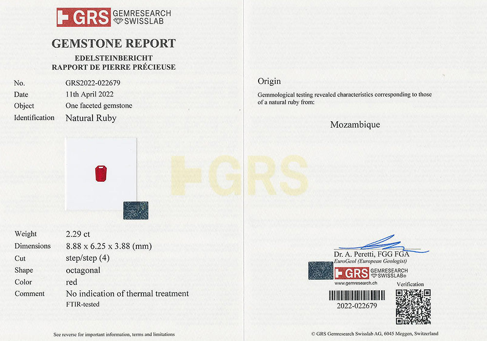 Pigeon's Blood Ruby No Heat 2.29 cts