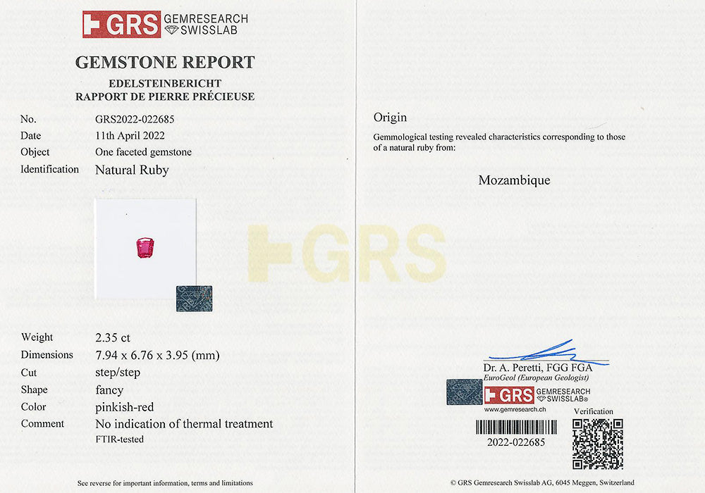 Pigeon's Blood Ruby No Heat 2.35 cts