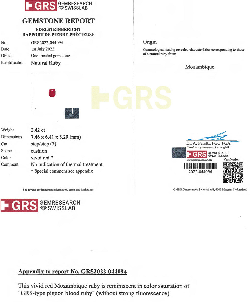 Pigeon's Blood Ruby No Heat 2.42 cts