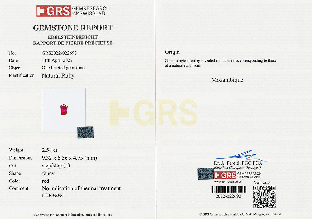 Pigeon's Blood Ruby No Heat 2.58 cts