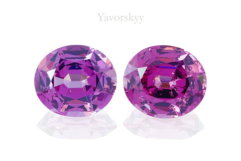 Photo of front view of pink rhodolite 3.82 cts pair