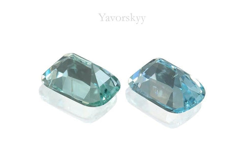 Photo of bottom view of aquamarine 1.06 carats matched pair