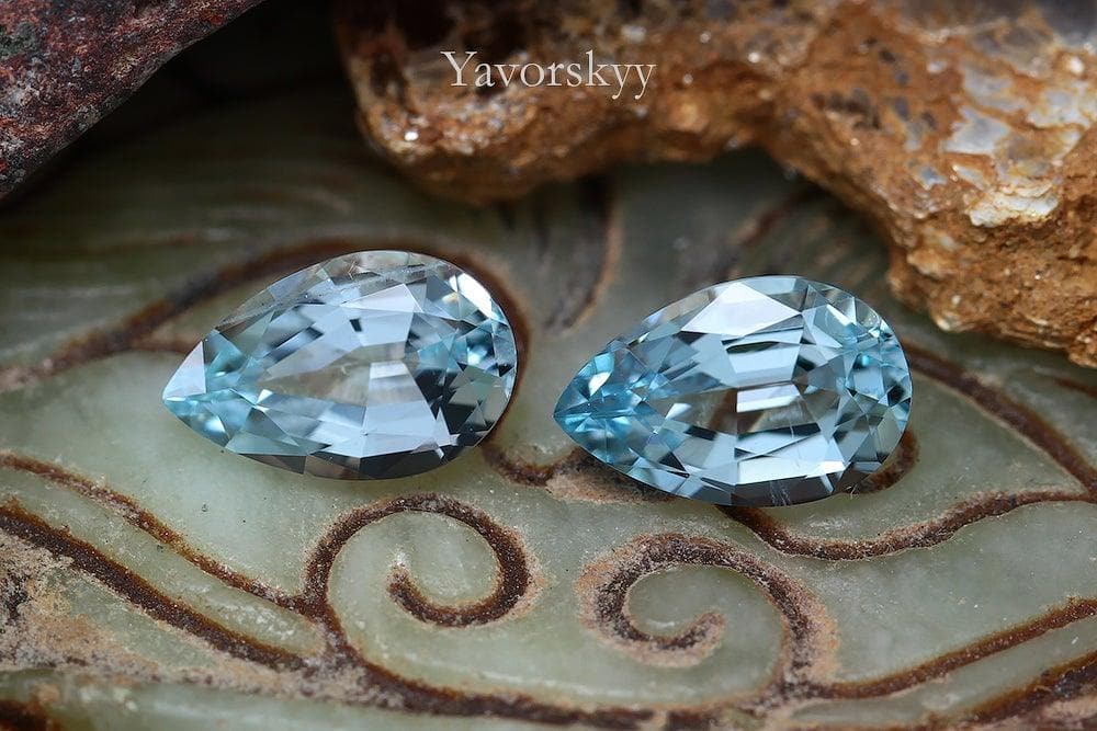 Picture of match pair aquamarine 1.49 cts pear shape
