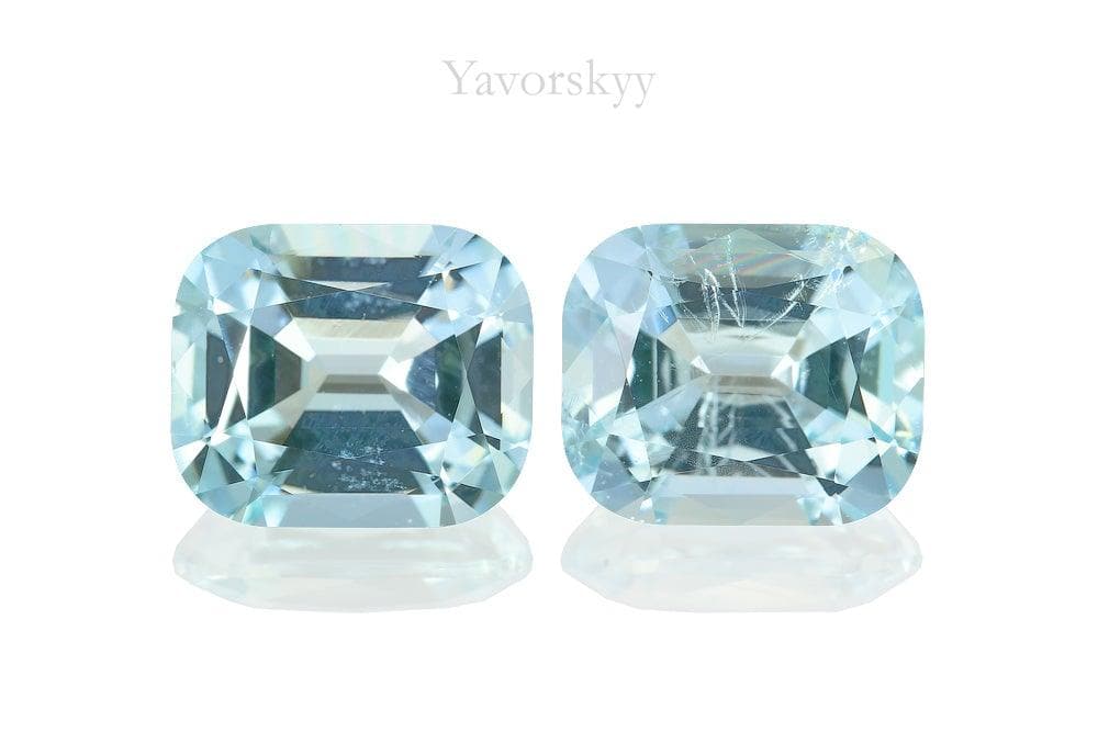 Top view image of cushion aquamarine 2.86 cts pair