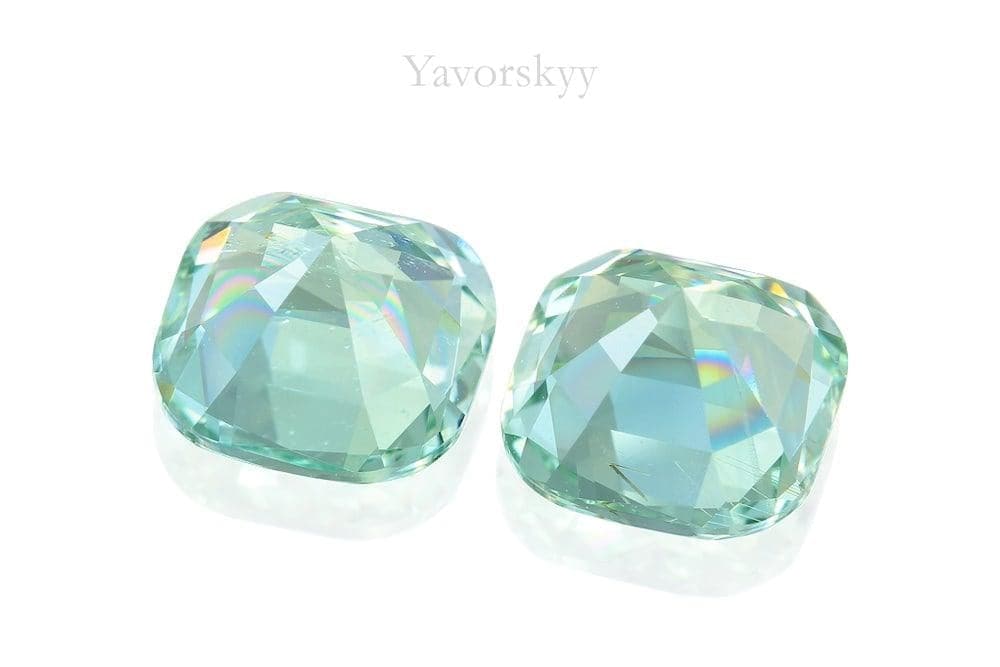 Photo of back side of aquamarine 3.04 cts match pair