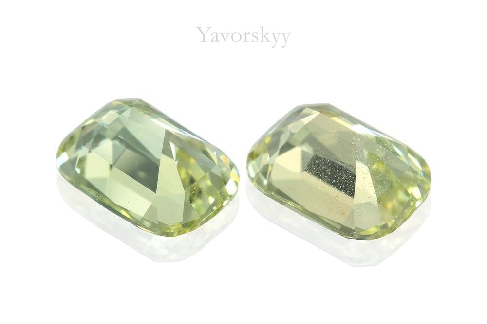 Bottom view photo of cushion green beryl 2.62 cts pair