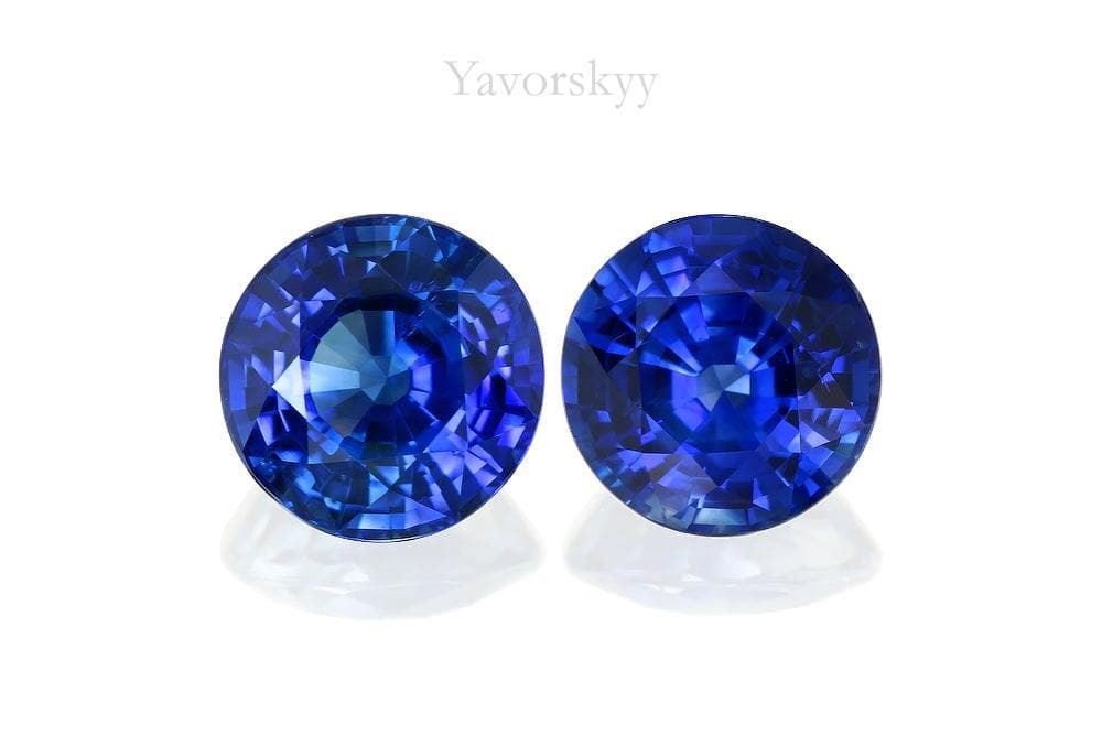 Top view photo of matched pair blue sapphire 2.16 carats