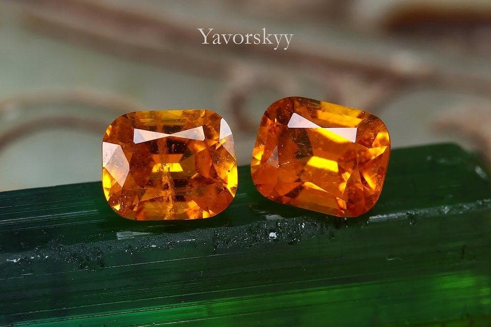 Matched pair clinohumite cushion 0.86 carat front view image