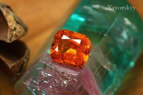 Cushion cut clinohumite 0.96 carat top view picture