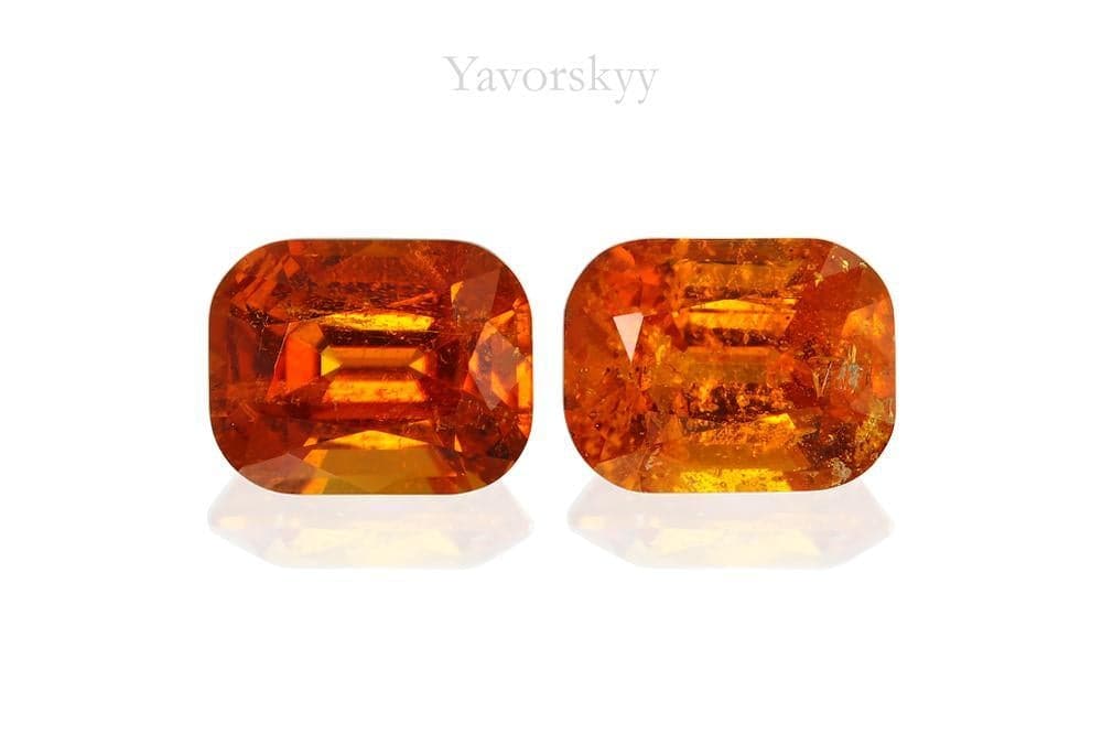 Front view image of clinohumite 1.39 carat matched pair