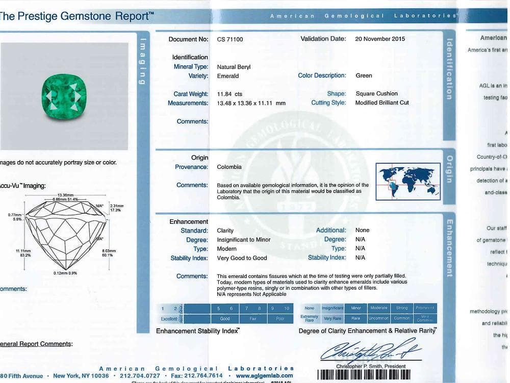 A bottom view image of 11.84 ct green emerald