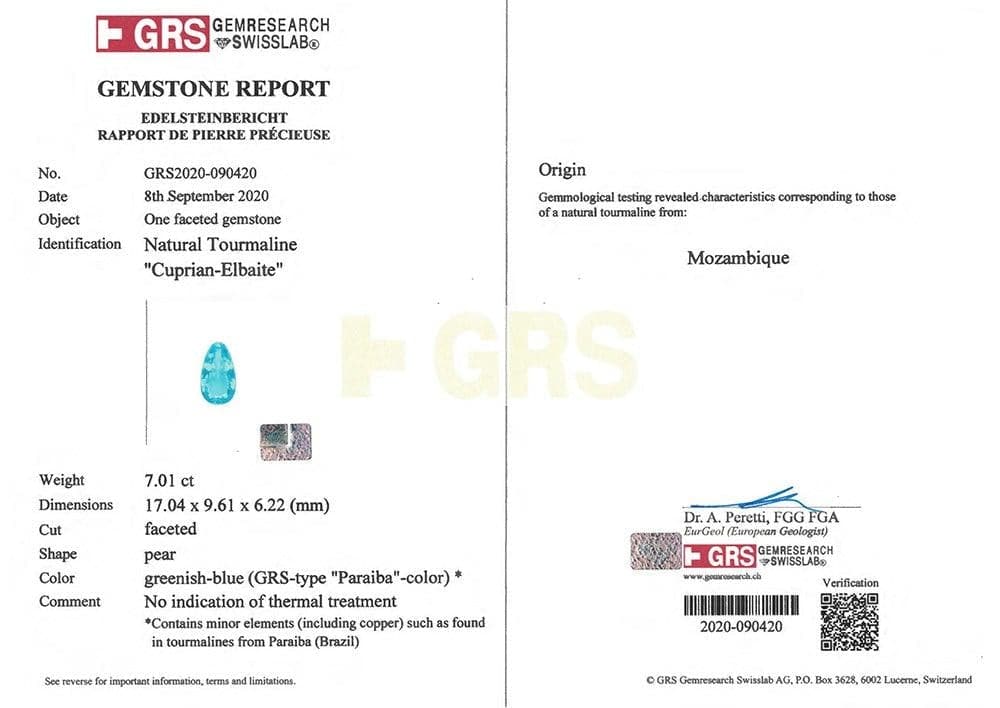 “Euphoria” Paraiba Tourmaline 7.01 cts - Yavorskyy