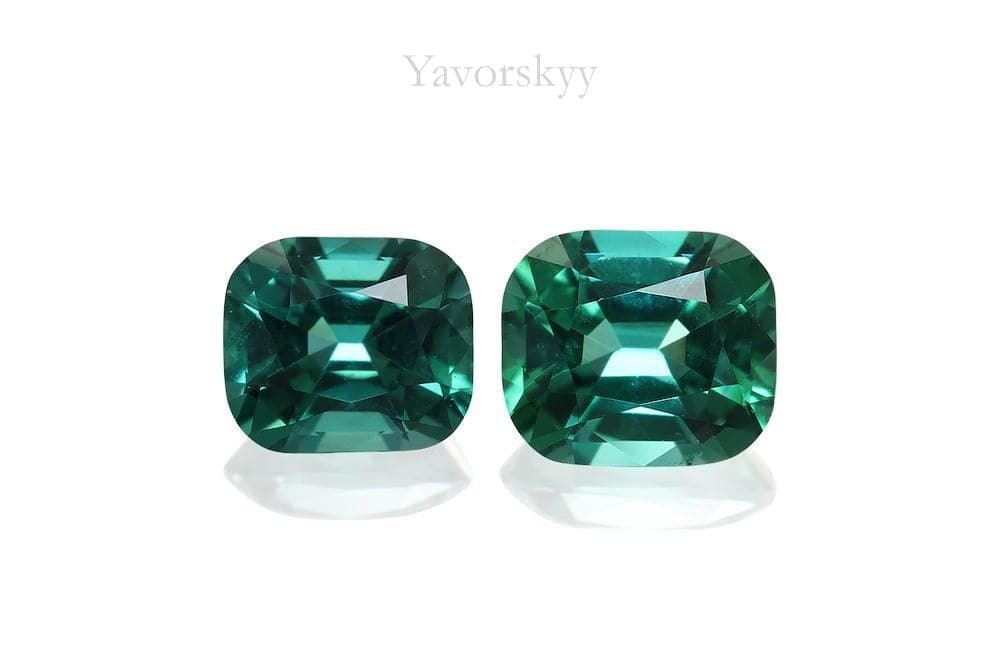 A matched pair of green tourmaline 0.43 carat front view picture