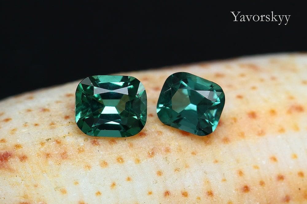 Natural green tourmaline 0.43 carat pair