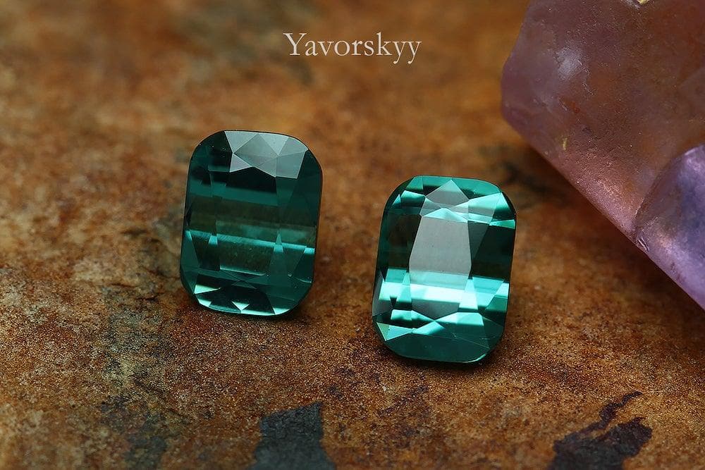 Natural green tourmaline 0.46 carat pair