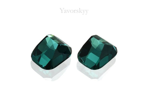 Photo of bottom view of green tourmaline 0.63 carat matched pair
