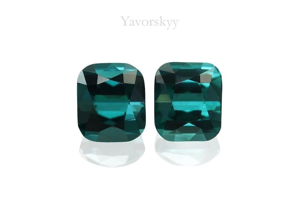 A matched pair of green tourmaline 0.70 carat front view picture