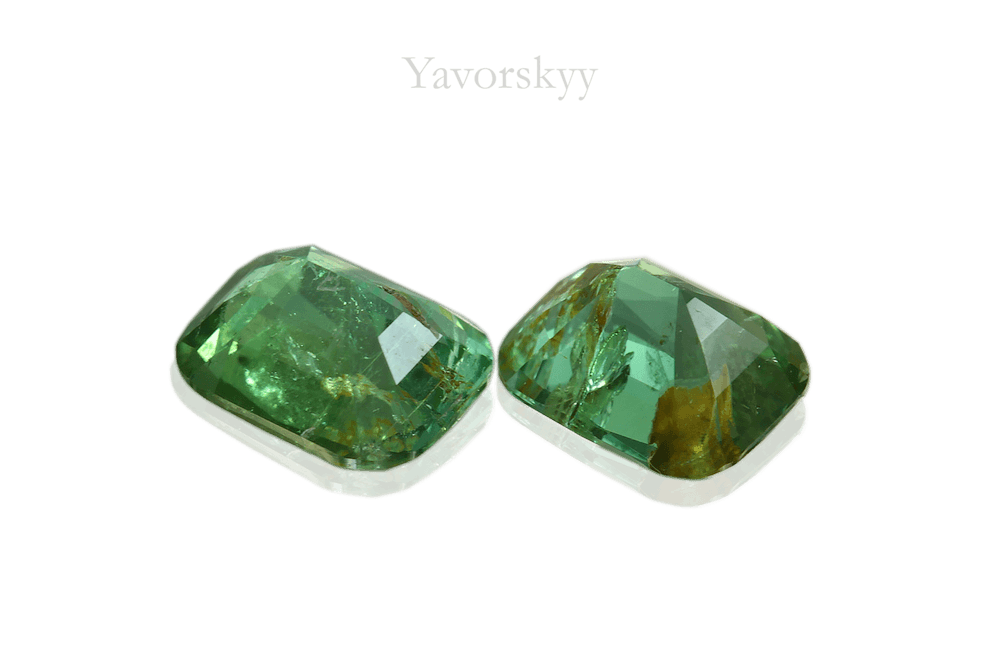 Photo of bottom view of green tourmaline 0.80 carat matched pair