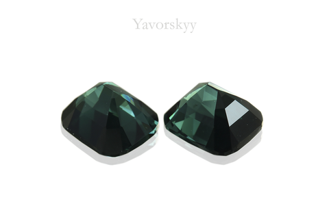 Photo of bottom view of green tourmaline 0.84 carat matched pair