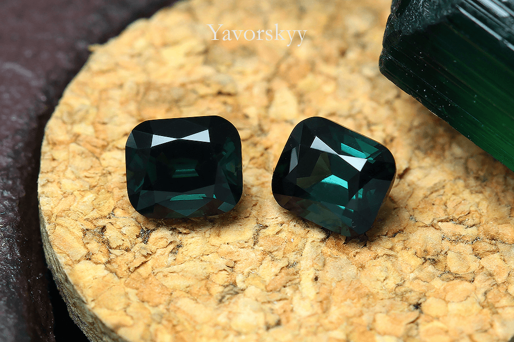 Natural green tourmaline 0.84 carat pair