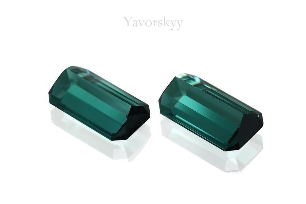 Photo of bottom view of green tourmaline 1.15 carats matched pair
