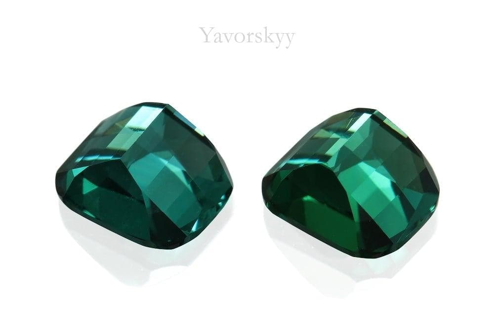 Photo of bottom view of green tourmaline 1.36 carats matched pair