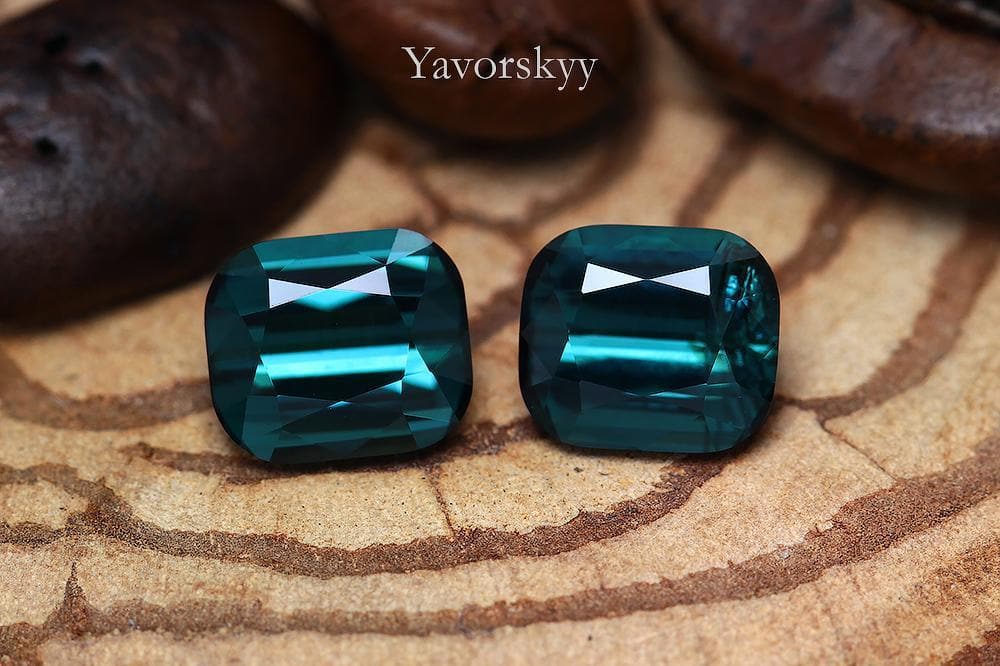 Top view photo of green tourmaline 2.25 carat pair