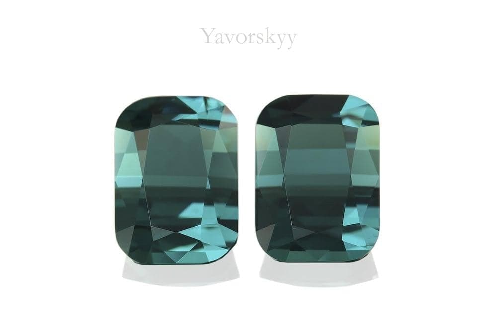 Top view photo of cushion tourmaline 3.12 cts pair