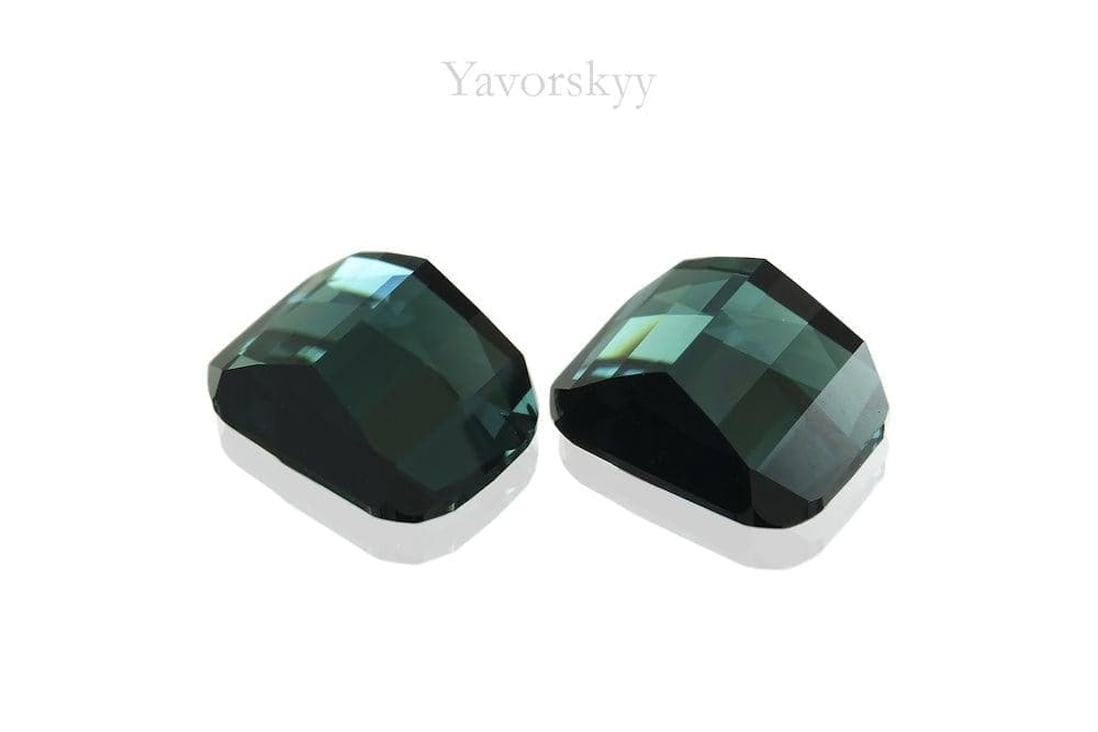 Bottom view photo of cushion tourmaline 3.12 cts matched pair