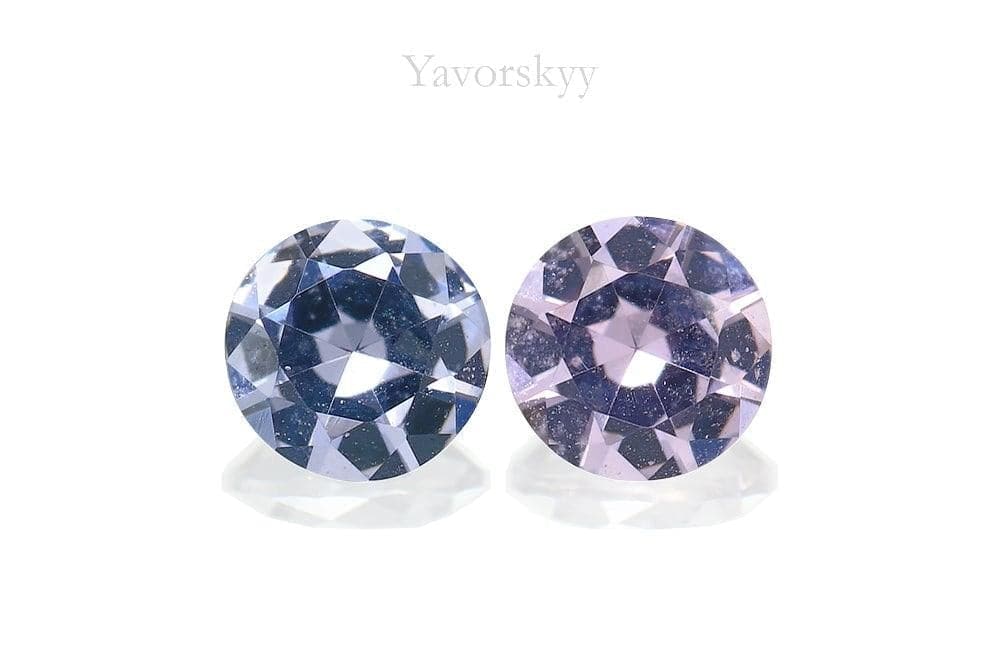 Top view photo of round grey Spinel 0.38ct matched pair