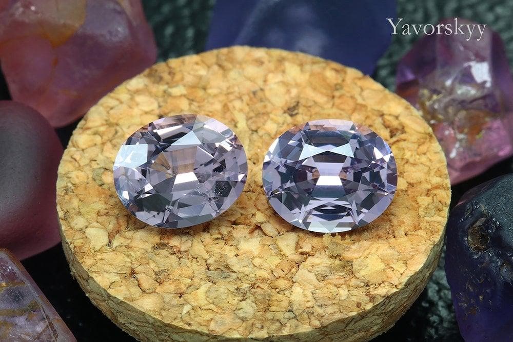 Picture of front view of grey spinel 2.61 cts matched pair