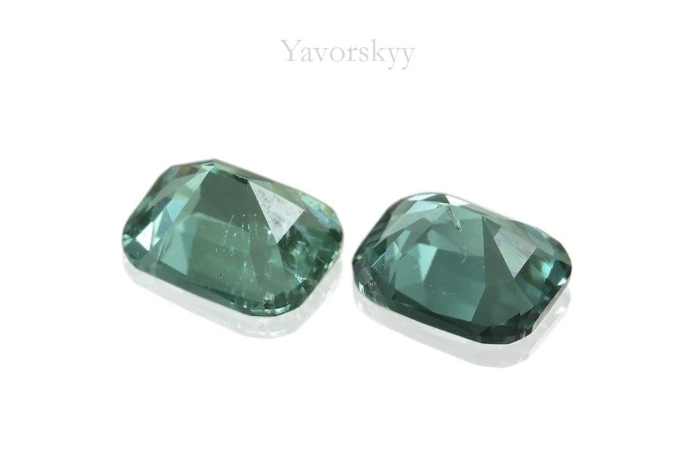 Back view photo of cushion blue tourmaline 0.46 cts matched pair